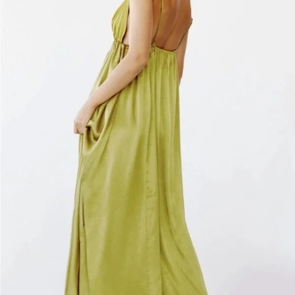 Free People Lexi Maxi Dress in a Beautiful Chartreuse Green - Picture 3 of 6